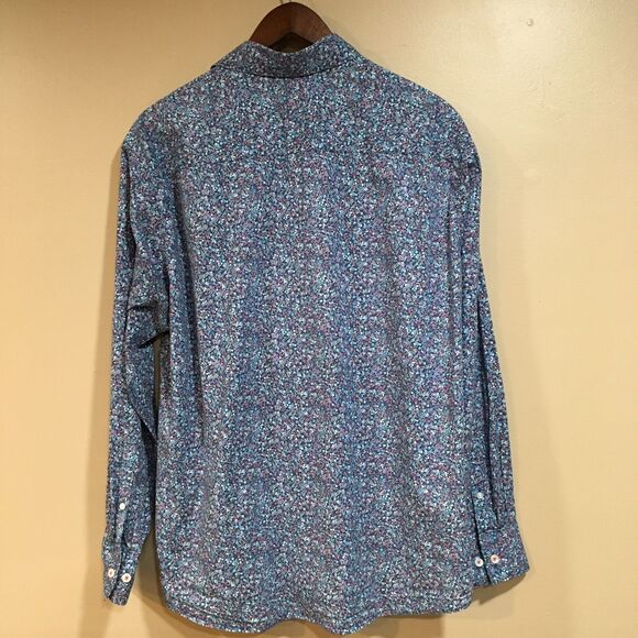 Society of Threads Mens XL Slim Fit Long Sleeve Floral Button Up Shirt Blue - Picture 6 of 12
